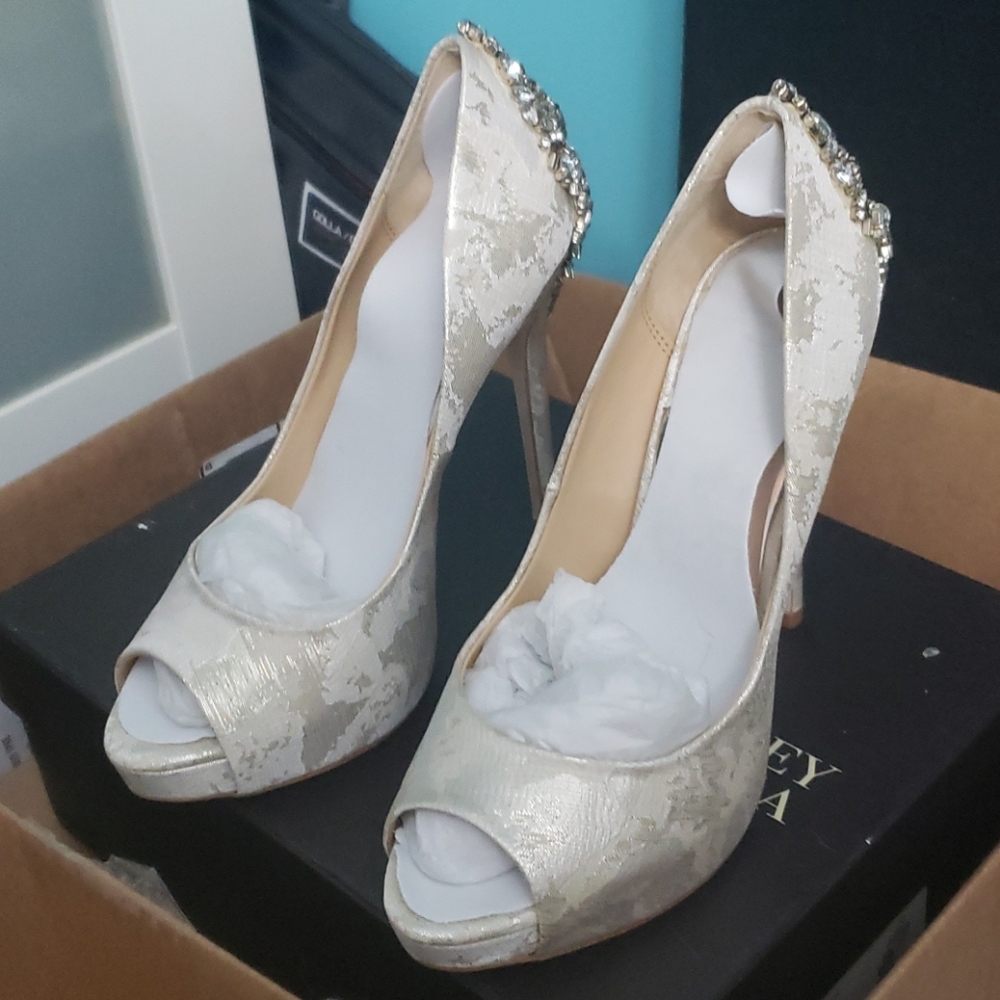 Embellished Kiara peep toe by Badgley Mishka